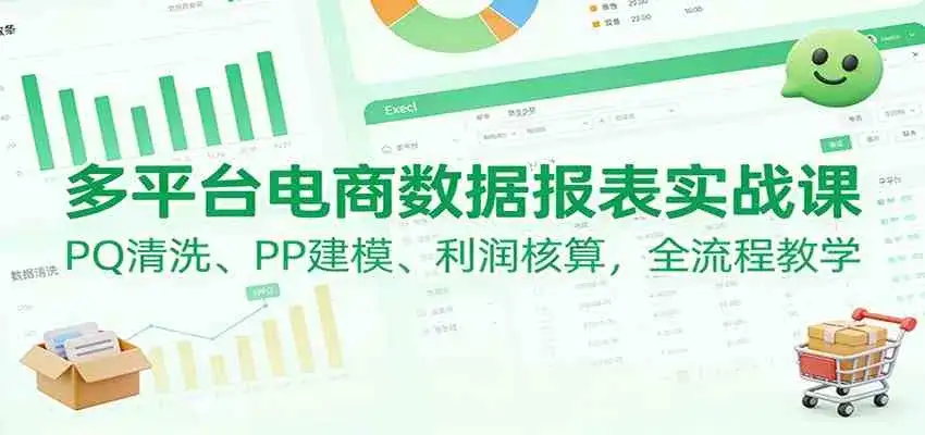 多平台电商数据报表实战课：PQ清洗、PP建模、 利润核算，全流程教学-副业吧