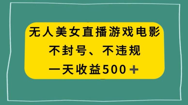 美女无人直播游戏电影，不违规不封号，日入500+-云创网