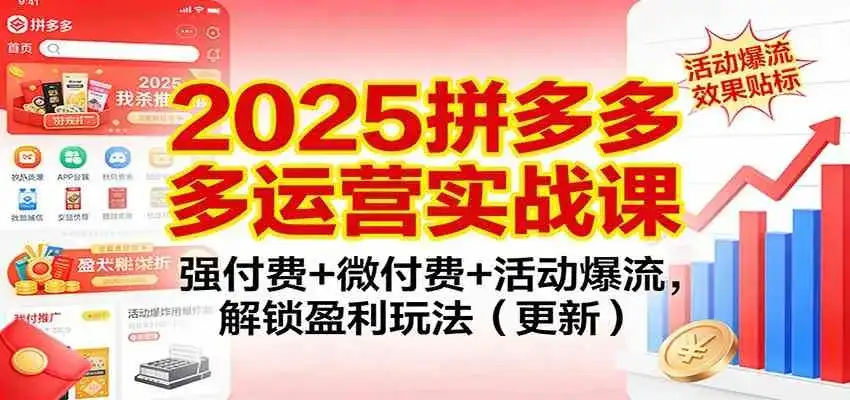 2025拼多多运营实战课：强付费+微付费+活动爆流，解锁盈利玩法（更新）-副业吧