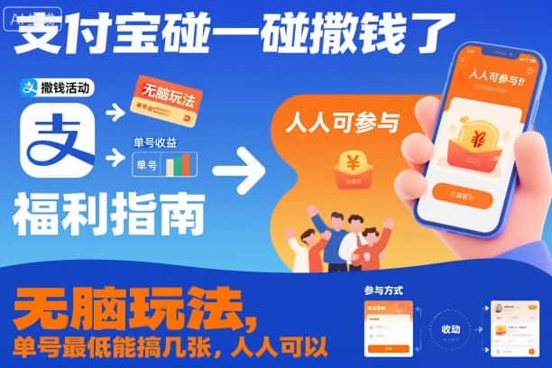 支付宝碰一碰撒钱了，无脑玩法，单号最低能搞几张，人人可以撸【揭秘】-副业吧