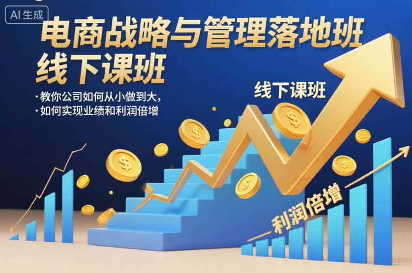 电商战略与管理落地班线下课，教你公司如何从小做到大，如何实现业绩和利润倍增【录音】-优优云创