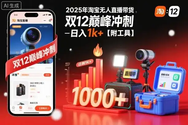 2025年淘宝无人直播带货，冲刺双12，日入1k+【附工具】【揭秘】-副业吧