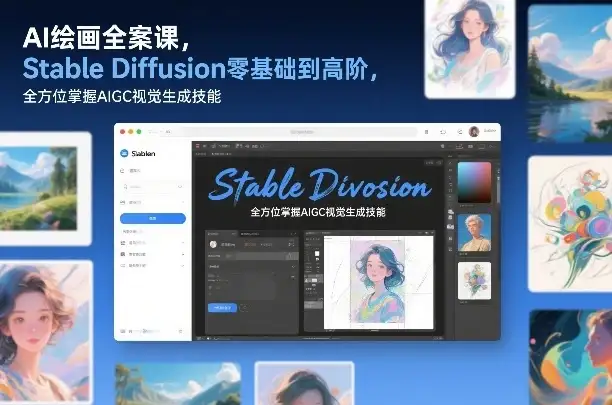 【精】AI绘画全案课,Stable Diffusion零基础到高阶,全方位掌握AIGC视觉生成技能-副业吧
