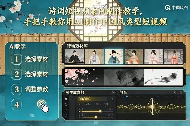 古诗词短视频案例制作教学,手把手教你用AI制作中国风类型短视频-副业吧