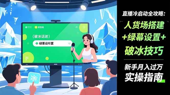（16605期）直播冷启动全攻略:人货场搭建+绿幕设置+破冰技巧，新手月入过万实操指南-优优云创
