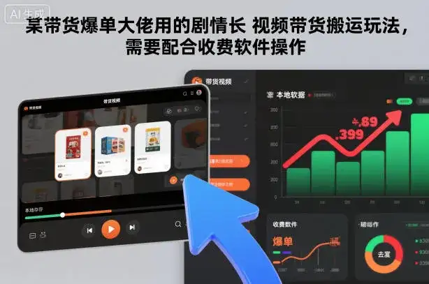 某带货爆单大佬用的剧情长视频带货搬运玩法，需要配合收费软件操作-副业吧