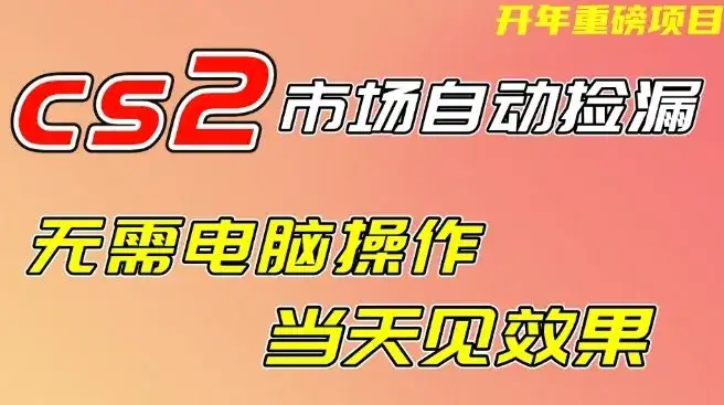 CS2市场自动捡漏项目，无需电脑操作，无需进入游戏，当天见效果，支持任何形式验证【揭秘】-副业吧