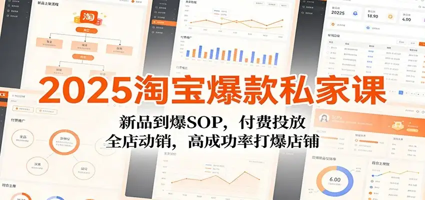【精】2025淘宝爆款私家课：新品到爆SOP，付费投放，全店动销，高成功率打爆店铺-副业吧