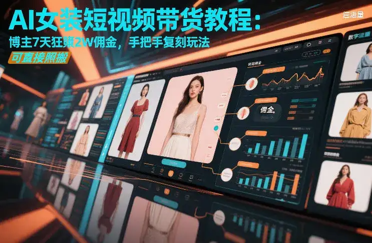 AI女装短视频带货教程：博主7天狂賺2W佣金，手把手复刻玩法，可直接照搬-副业吧