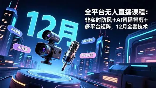 （16754期）全平台无人直播课程：非实时防风＋AI智播智剪＋多平台矩阵，12月全套技术-副业吧