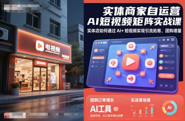实体商家自运营AI短视频矩阵实战课，实体店如何通过AI+短视频实现引流拓客、团购增量-副业吧
