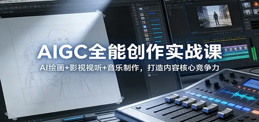 AIGC全能创作实战课:AI绘画+影视视听+音乐制作,打造内容核心竞争力-副业吧
