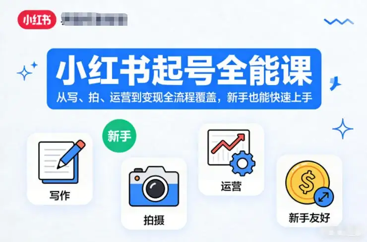 【精】小红书起号全能课，从写、拍、运营到变现全流程覆盖，新手也能快速上手-副业吧
