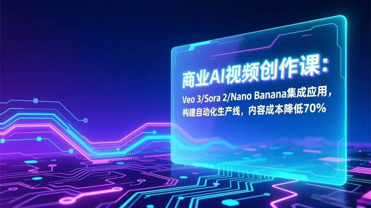 （17070期）商业AI视频创作课：Veo 3/Sora 2/Nano Banana集成应用，构建自动化生产线，内容成本降低70%-副业吧