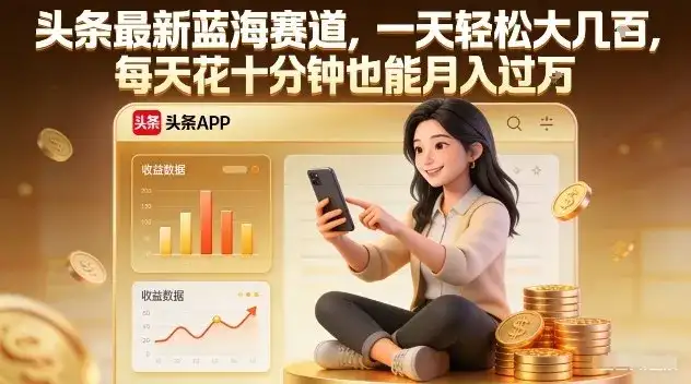头条最新蓝海赛道，一天轻松大几张，每天花十分钟也能月入过1W【揭秘】-副业吧
