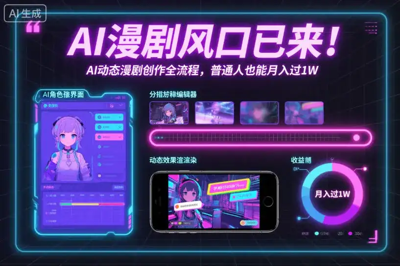 AI漫剧风口已来！AI动态漫剧创作全流程，普通人也能月入过1W-副业吧