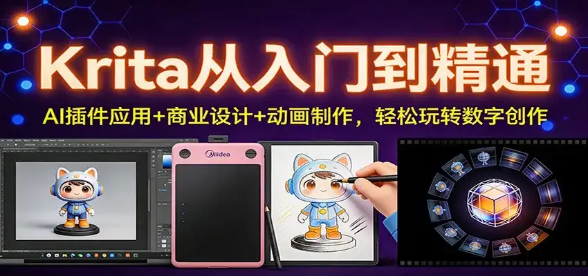 Krita从入门到精通:AI插件应用+商业设计+动画制作,轻松玩转数字创作-副业吧