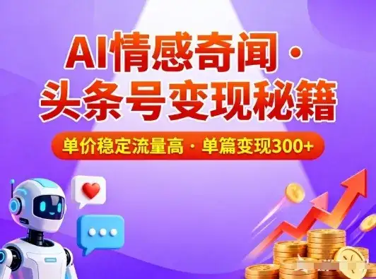 头条号做AI情感奇闻内容，单价稳定流量高，一篇变现3张-优优云创