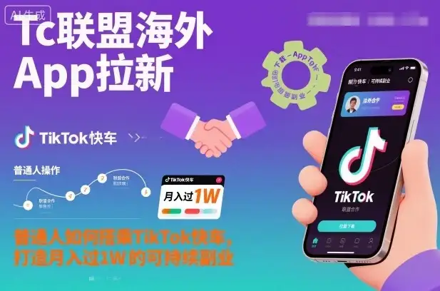 【精】Tc联盟海外App拉新：普通人如何搭乘TikTok快车，打造月入过1W的可持续副业-副业吧