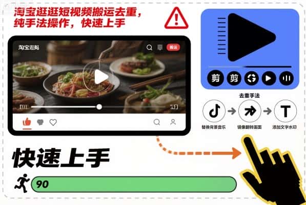 淘宝逛逛短视频搬运去重，纯手法操作，快速上手-副业吧
