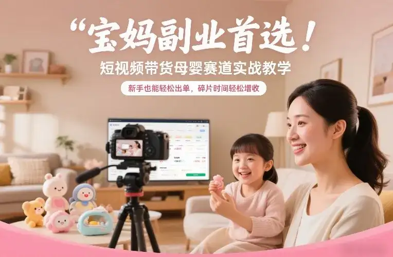 宝妈副业首选！短视频带货母婴赛道实战教学，新手也能轻松出单，碎片时间轻松增收-副业吧