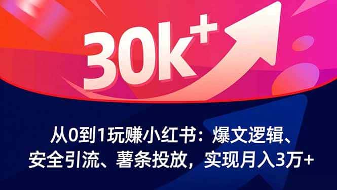 (16725期)从0到1玩赚小红书:爆文逻辑、安全引流、薯条投放,实现月入3万+-副业吧