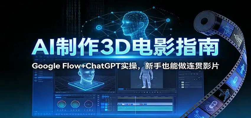 AI制作3D电影指南：Google Flow+ChatGPT实操，新手也能做连贯影片