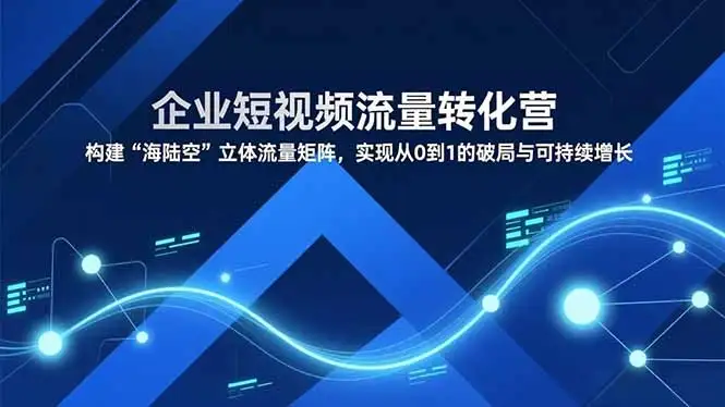 【精】企业短视频流量转化营,构建“海陆空”立体流量矩阵,实现从0到1的破局与可持续增长-副业吧
