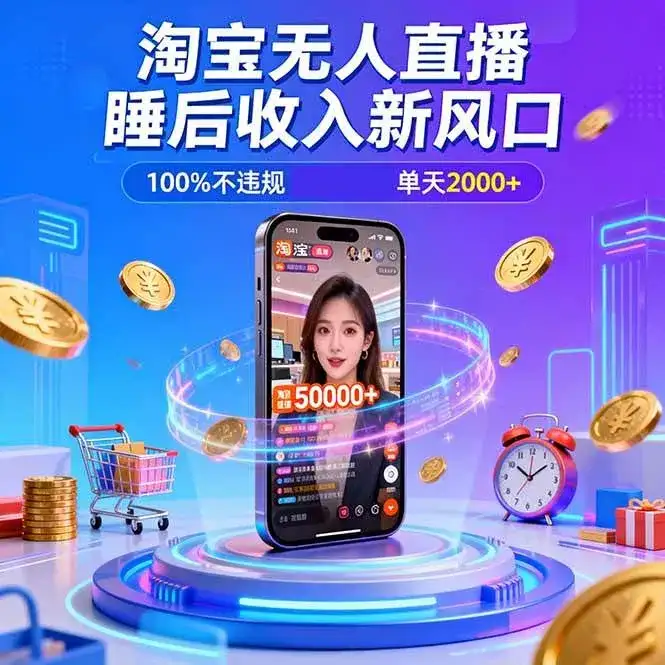 （16822期）淘宝无人直播，不违规不封号，直播100小时卖了5万，年底旺季！-副业吧