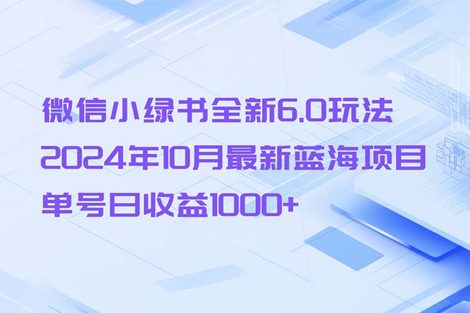 微信小绿书全新6.0玩法，2024年10月最新蓝海项目，单号日收益1000+-云创网