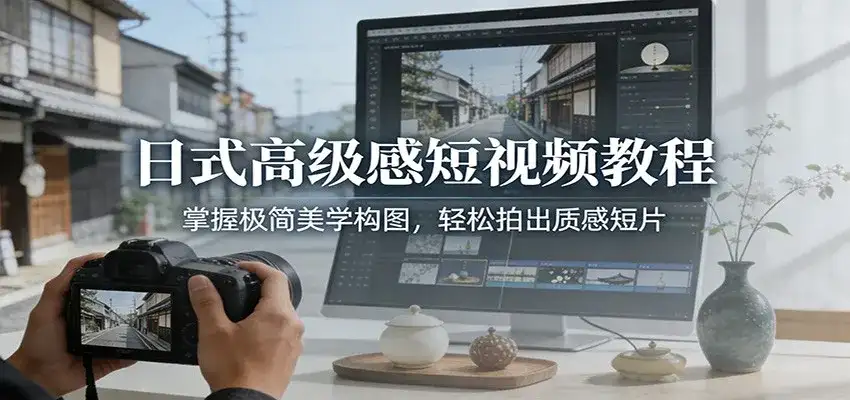 日式高级感短视频教程:掌握极简美学构图,轻松拍出质感短片-副业吧