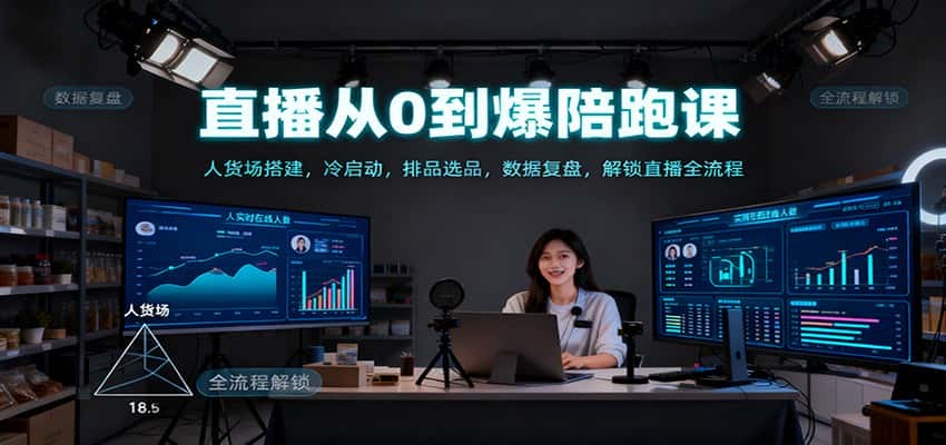 直播从0到爆陪跑课：人货场搭建，冷启动，排品选品，数据复盘，解锁直播全流程-副业吧