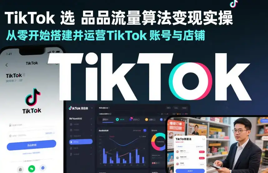 TikTok选品流量算法变现实操，从零开始搭建并运营TikTok账号与店铺-副业吧