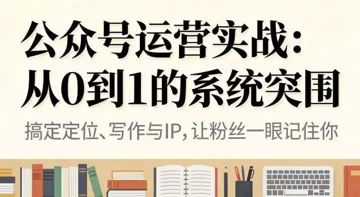 公众号运营实战，从定位到变现的全流程，从0到1的系统突围-优优云创