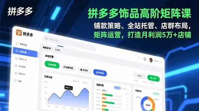（16915期）拼多多饰品高阶矩阵课，铺款策略、全站托管、店群布局，矩阵运营，打造月利润5万+店铺-优优云创