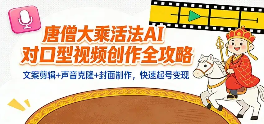 “大乘活法”AI对口型视频创作全攻略：文案剪辑+声音克隆+封面制作，快速起号变现-副业吧