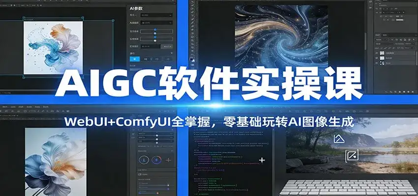 AIGC软件实操课:WebUI+ComfyUI全掌握,零基础玩转AI图像生成-副业吧