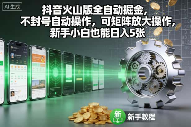 抖音火山版全自动掘金，不封号自动操作，可矩阵放大操作，新手小白也能日入5张【揭秘】-副业吧