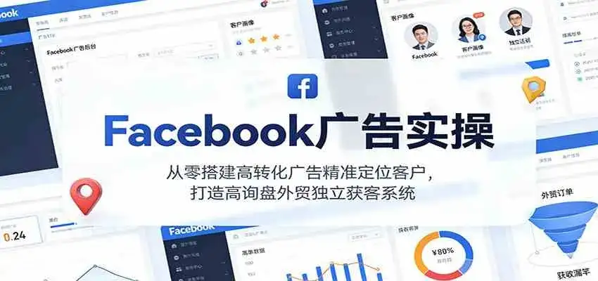 Facebook广告实操，从零搭建高转化广告精准定位客户，打造高询盘外贸独立获客系统-副业吧