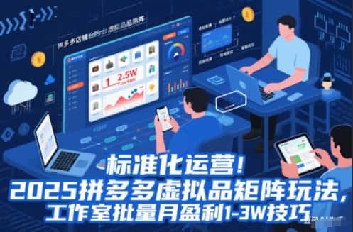 标准化运营！2025拼多多虚拟品矩阵玩法，工作室批量月盈利1-3W技巧【揭秘】-优优云创