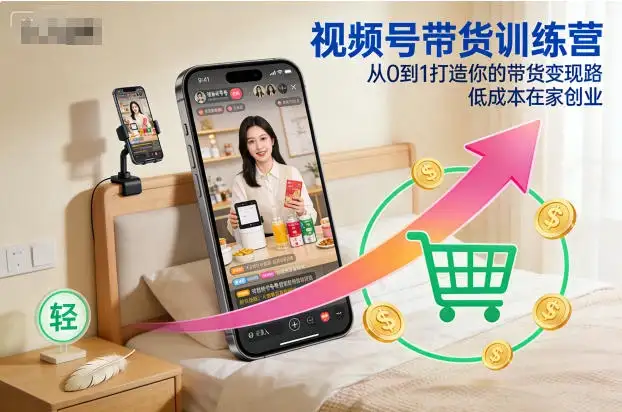 【精】视频号带货训练营,从0到1打造你的带货变现路,低成本在家创业-副业吧