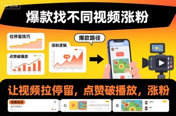 爆款找不同视频涨粉，让视频拉停留，实现点赞，破播放，涨粉-副业吧