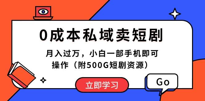 0成本私域卖短剧，月入过万，小白一部手机即可操作(附500G短剧资源-云创网