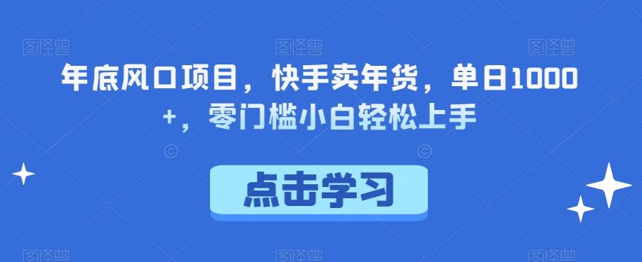年底风口项目，快手卖年货，单日1000+，零门槛小白轻松上手-云创网