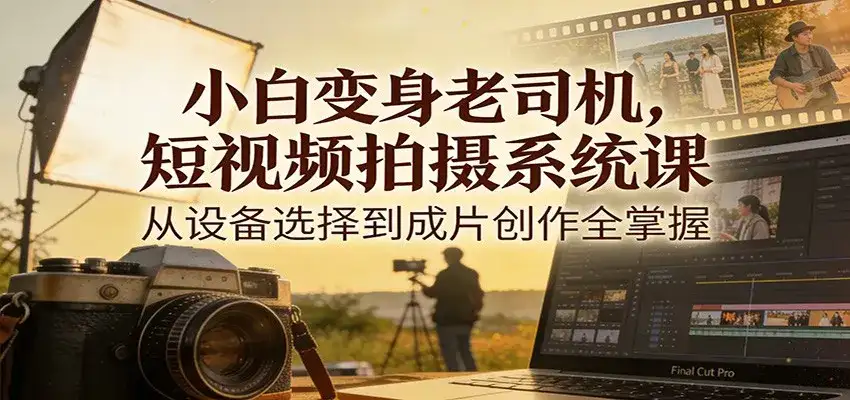小白变身老司机，短视频拍摄系统课，从设备选择到成片创作全掌握-副业吧