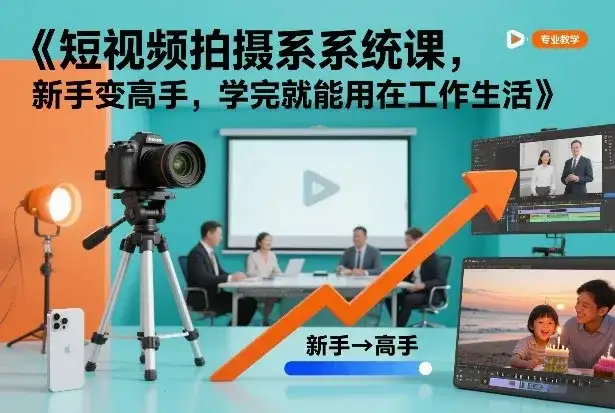 短视频拍摄系统课，新手变高手，学完就能用在工作生活-优优云创