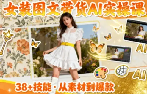 【精】女装图文带货的AI实操课，覆盖38个实用技能，快速提升素材制作效率-副业吧