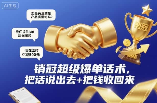 销冠超级爆单话术，把话说出去+把钱收回来-副业吧