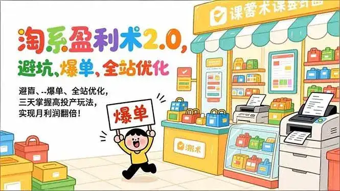(17127期)淘系盈利术2.0,避坑、爆单、全站优化,三天掌握高投产玩法,实现月利润翻倍!-副业吧