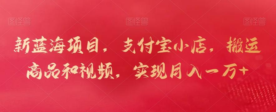 新蓝海项目，支付宝小店，搬运商品和视频，实现月入一万+【揭秘】-云创网
